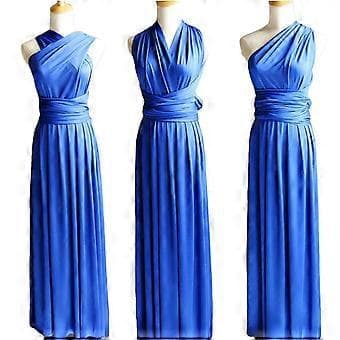 Kvinders Aften Multi Way Wrap Brudepige Formelle Lange Maxi Konvertible Kjole (S Blå)