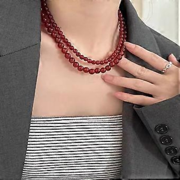 Fashionabla runda pärlhalsband för kvinnor, justerbart halsband, partyhalsband, perfekt för fester och vardagsbruk (4 mm)