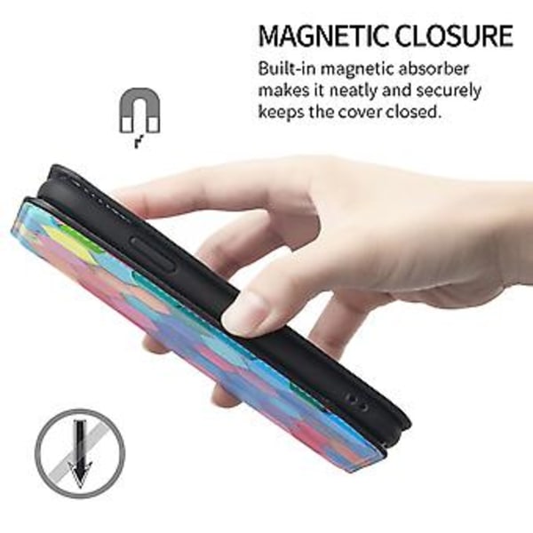 Farverig Magnetisk Læderetui Til Samsung Galaxy A12 (Farverig Terning)