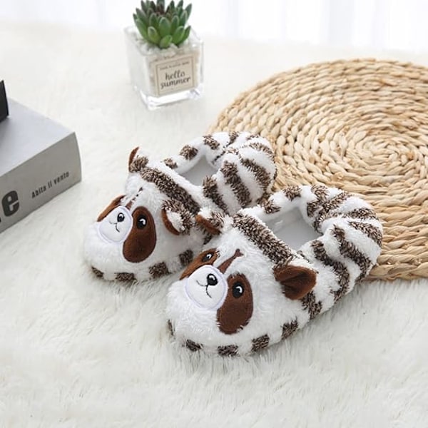 Mjuka och mysiga plyschtofflor för babyflicka, tecknade varma vinterskor för inomhus (innersula 15,5 cm)