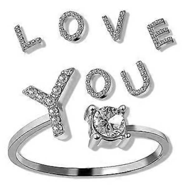 Fingerringar enkelhet engelska bokstäver ringar mode smycken knogringar (H Silver)