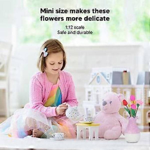 Dockskåpsvas Blomma 1:12 Tålig Resin Livfulla Färger Utsökta Detaljer Dockskåpsminiatyrblommor för Dockskåps-DIY