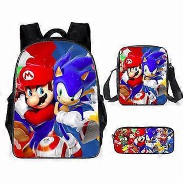 Uusi Mario-sarjakuvareppu Ala- ja yläkoulun koululaukku Reppu Kolmiosainen setti Olkalaukku Kynälaukku 50 -NMAOV