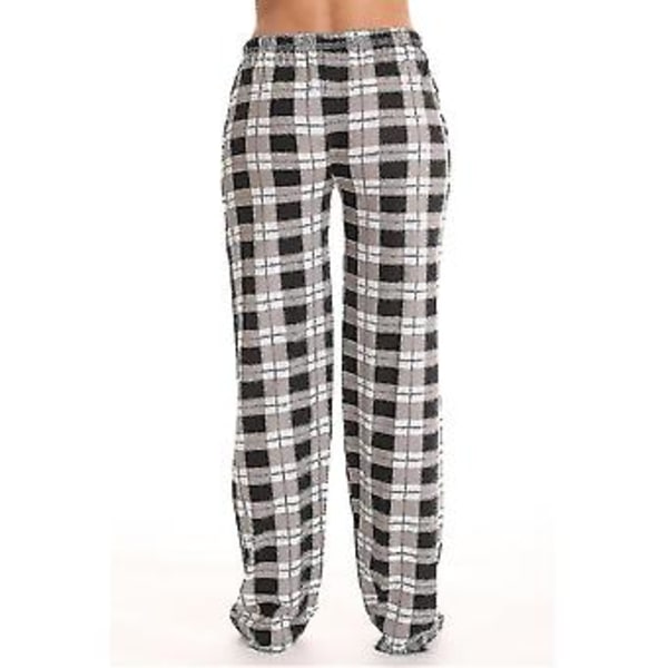 Dames Pyjamasbukser med Lommer, Bløde Flanel Check Pyjamasbukser til Kvinder (M sort)