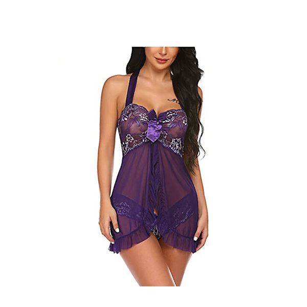 Damunderkläder för kvinnor Halter Chemise Open Front Lingerie Sexy Nightw