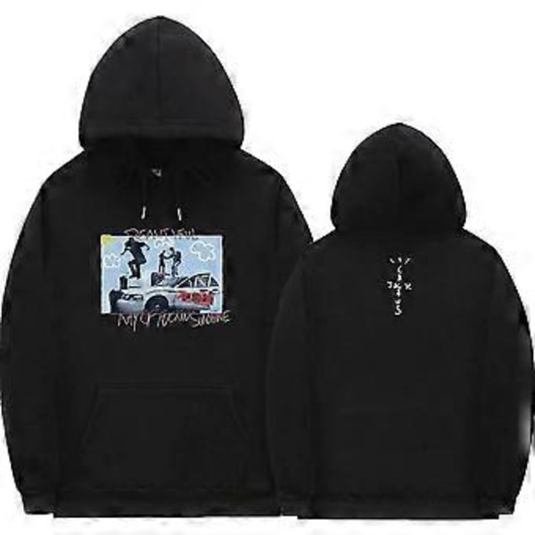 Cactus Jack Hættetrøje Mænd Kvinder Dobbeltsidet Logo Print SE MOR JEG KAN FLYVE Travis Scott Hættetrøjer Unisex Mode Hip Hop Streetwear -NMAOV(XL Z0897*sort)