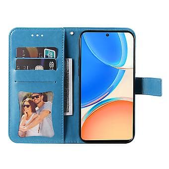 Blomster PU-etui for Honor X8 5G / X6 (Blå)