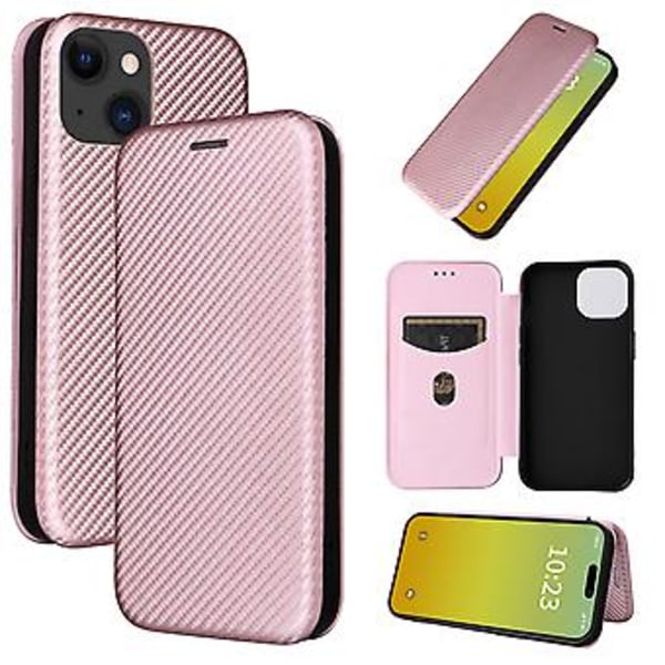 Læder Telefon Cover til iPhone 15 Plus (Pink)
