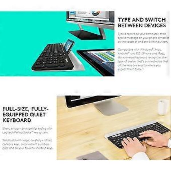 Logitech K780 Multi-enhets Bluetooth + Dual Mode Trådløst Tastatur