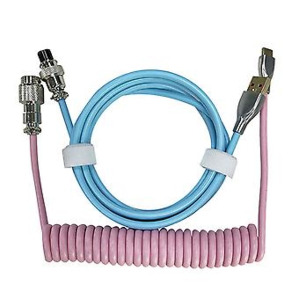 Spiral USB C-kabel för gamingtangentbord Trådbunden mekanisk tangentbords USB-kabel (Rosa)