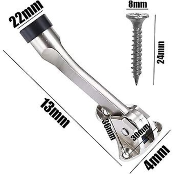 Pieces Dørstopper, Forhindrer Døren i at Smække, Dørstopper Dørholder, med Bløde Gummibumper og Skruer - Zink Legering - 13cm