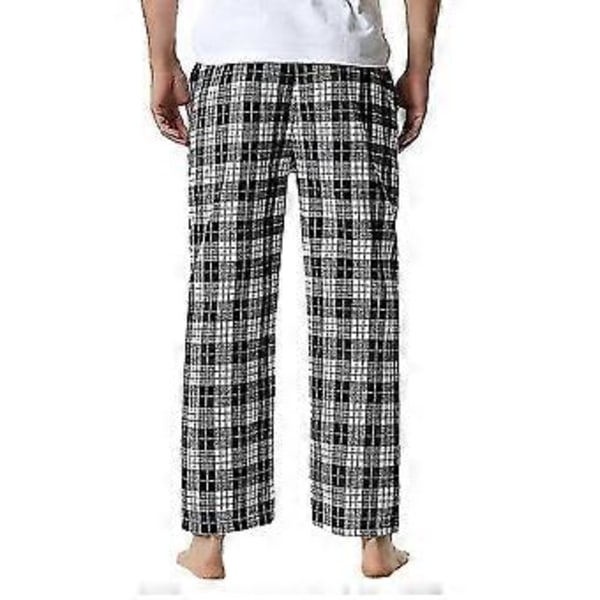 Herreternet Bomulds Pyjamasbukser/YY(L Sort Hvid)