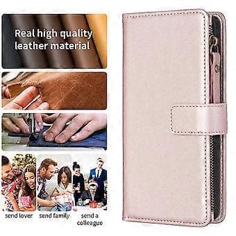 För Samsung Galaxy A15 4G/5G Plånboksfodral PU Läder Ställ Telefonskal (Roséguld)