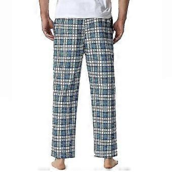 Rutete bomulls pyjamasbukser for menn/YY(S Blå.Hvit.Gul)