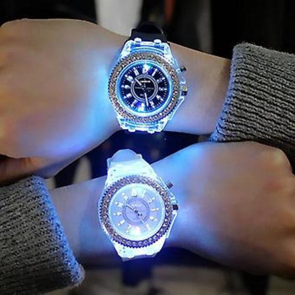 Valaiseva LED-kello miehille ja naisopiskelijoille, pariskunnille, hyytelö Unisex-kellot (sininen)