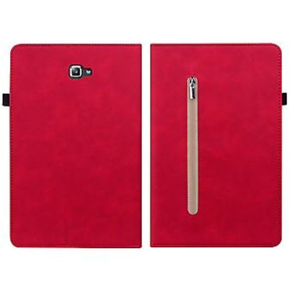Läderfodral med blixtlås för Samsung Galaxy Tab A 10.1 2016/T580/T585 (Röd)