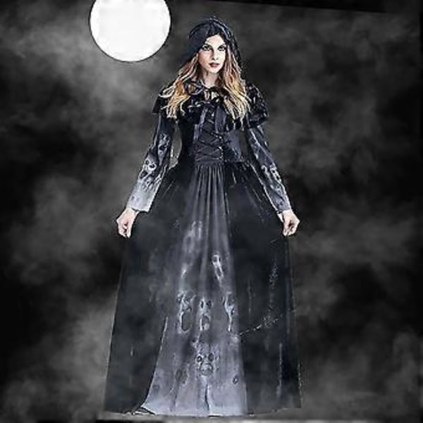 Halloween Kvinder Middelalder Renaissance Vintage Kostume Halloween Ond Heks Cosplay Fancy Kjole Sæt -NMAOV( L)