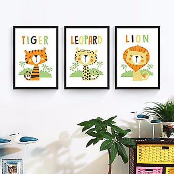 Wekity Söta Djurteckningar 1 Väggkonst Canvas Print Poster, Enkel Söt Streckkonst Dekoration för Hem Vardagsrum Sovrum Kontor och Barnrum