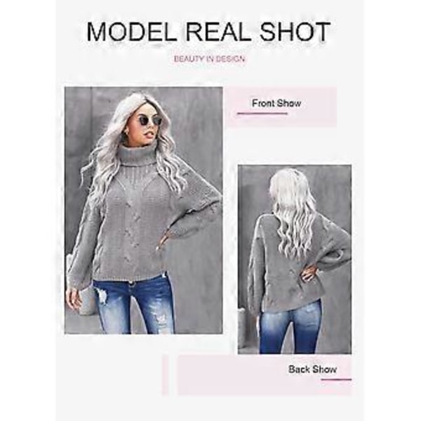 Løs Oversized Casual Rullekrave Sweater Pullover Top til Kvinder