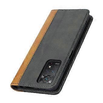 Til Xiaomi Redmi Note 11 Pro etui kalvetekstur 3 kortpladser farvesplejsning læder telefoncover (stil A)