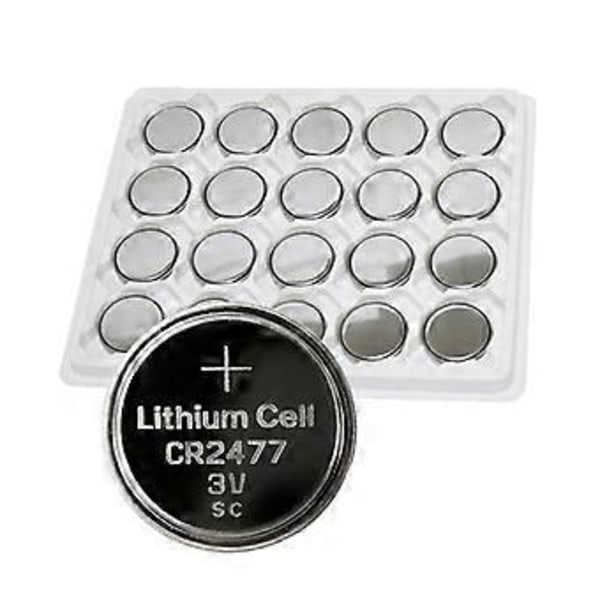 Pakke med 5 stk. Højkapacitets CR2477 Lithium Batteri 1000mAh Knapcelle Langvarig Strømforsyning til Ur Fjernbetjening