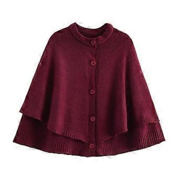 Fashionabel Mångsidig Rundhalsad Stickad Kappa för Kvinnor (M Röd)