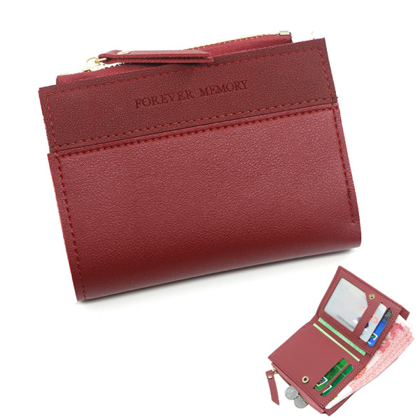 Short Wallet for Women Red, Small Foldable Women's Leather Purse