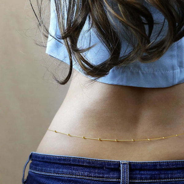 Minimalistisk Strandbikini Kroppskjede Perle Magekjede Justerbar S*