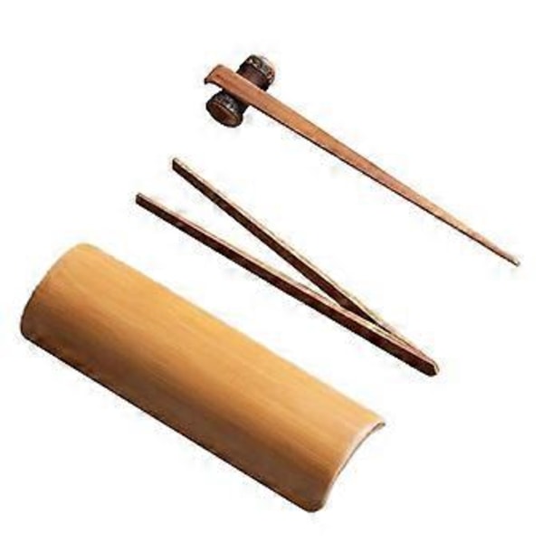 Te-tillbehör Bambu Te-skopa Sked Klämma Te-ceremoni Redskapsset (E- 4st)