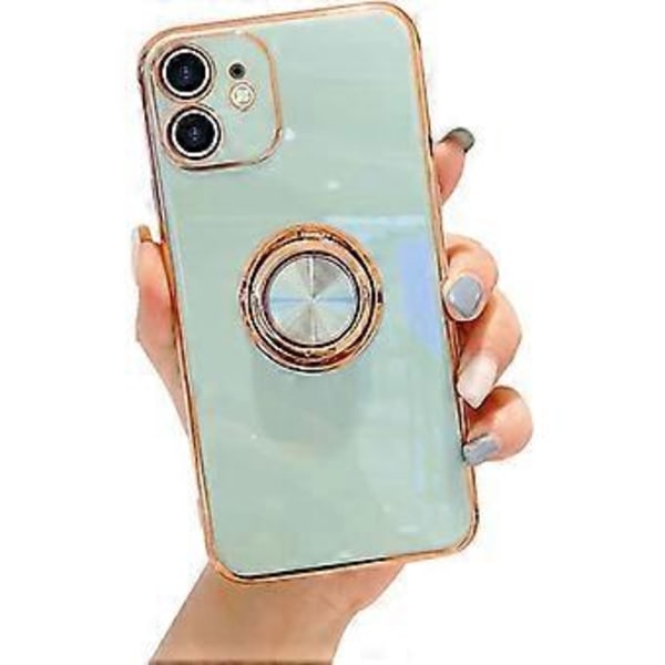 ComfyArt iPhone XR -kotelo renkaalla, sisäänrakennettu jalusta, kevyt mikrokuituvuori, kimaltava ruusukultareuna suojaava