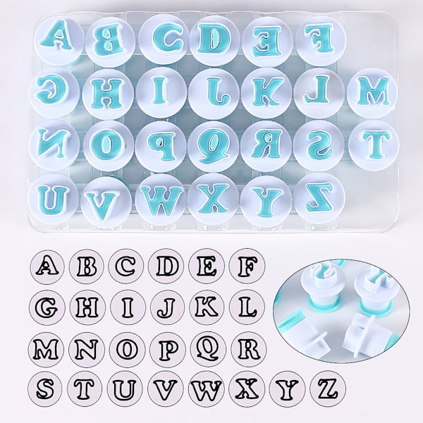 26 stk. bogstavkageform, alfabet A-Z tal cutter kage M