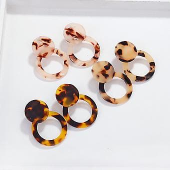 Akryl cirkel hænge øreringe til kvinder, mode runde geometriske leopard øreringe