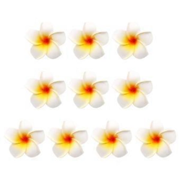 Qinhai 10 stk. Kunstig Blomst Realistisk Udseende Fade-Resistent Farverig Dekorativ Falsk Frangipani Blomst Fotograferingsrekvisitter Hjemmeforsyninger (Hvid)