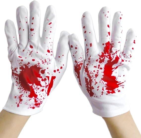 Halloween Blodsølte Kostymehansker, Hvit Polyester, Voksenstørrelser