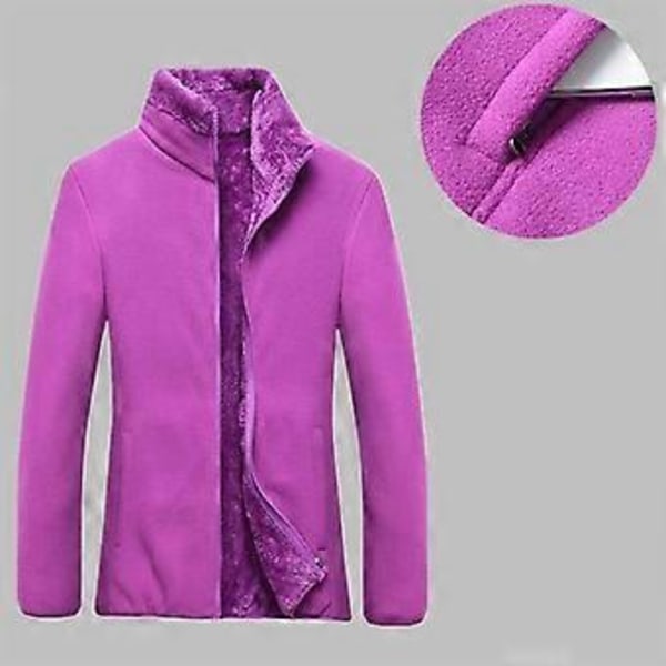 Tykk Fleecejakke Dame Efterår Vinter Udendørs Polar Fleece Termisk Frakke Camping Vandreture Jakke Kvinde Bjergbestigningstøj (L lilla)