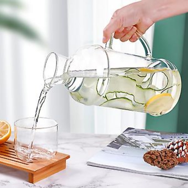 Vattenkanna med Tumbler Dricksredskap Vattenkokare Kreativ Flerfärgad Retro Stor Kapacitet Set 1100ml Glasflaska (2000ml Grön)