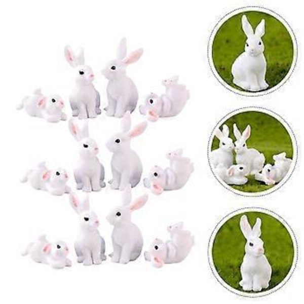 12 st Miniatyr Kaninfigurer Bedårande Mikro Landskap Kanin Ornament
