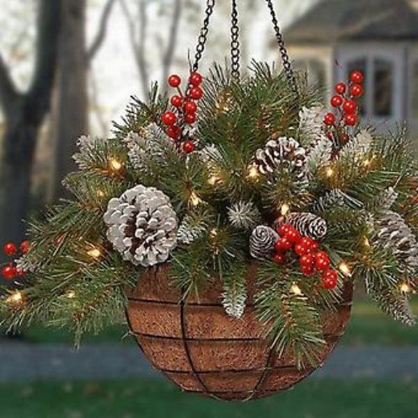 SDIGV Julehængekurv Julekrans Julekrans Julepynt Kunstig Garland Dekoration