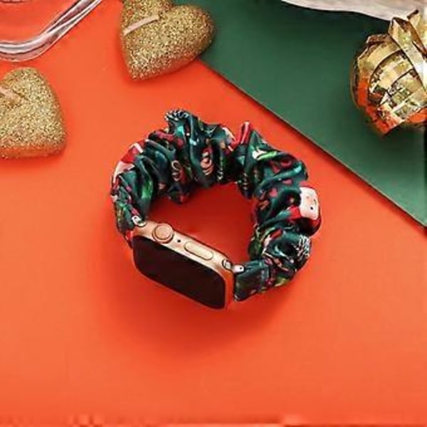 3 Pakker Kompatibel med Apple Watch Armbånd Halloween Scrunchies 42mm Klut Myk Mønster Trykt Stoff Armbånd Kvinner IWatch Elastisk Scrunchy Bånd 44mm