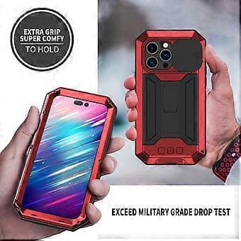 Metall + Silikon Skyddande Skal för iPhone 14 Pro Max (Röd)