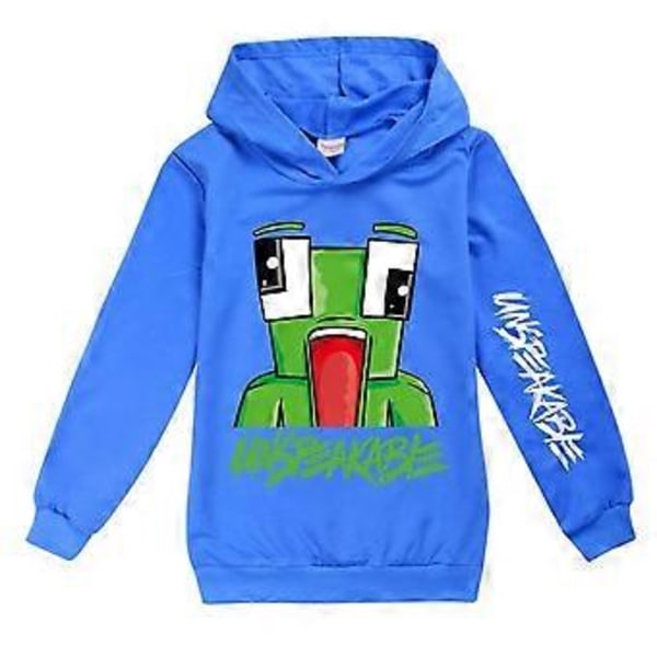Unspeakable Tryckt Långärmad Hoodie Casual Tröja med Huva Pullover Toppar För Barn Pojkar Flickor -NMAOV(7-8 År Djupblå)