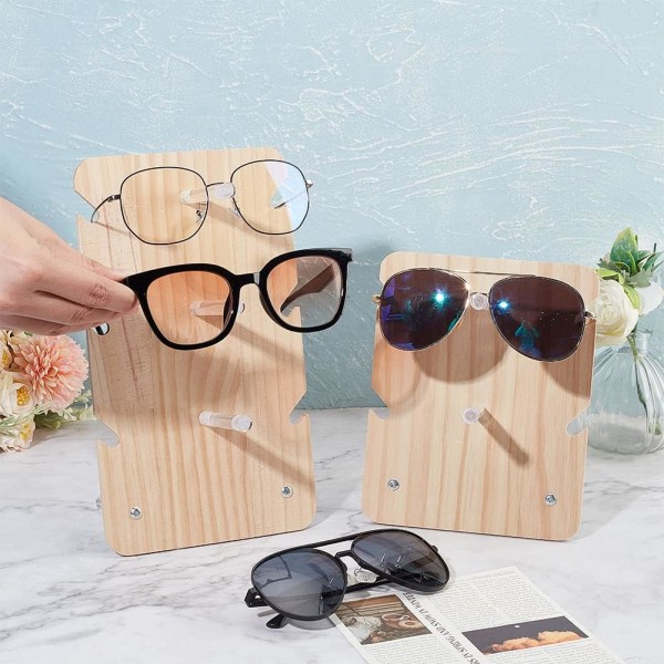 2 set solglasögonställ, bildskärmsställ i trä 3-vånings/2-vånings glasögonställshållare glasögon