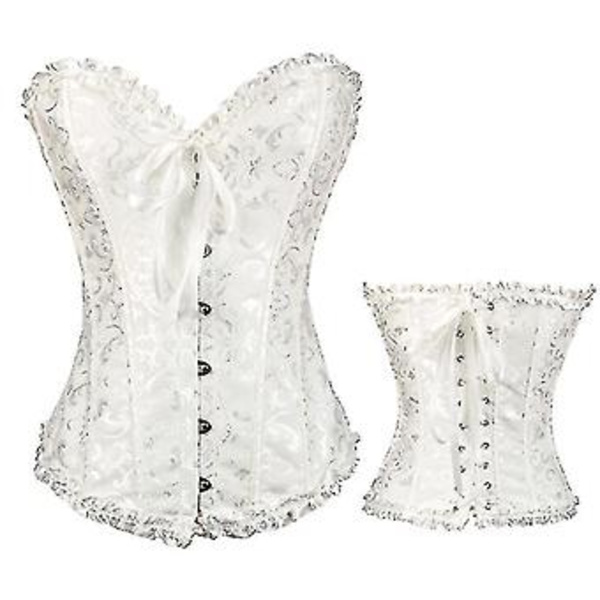 Naisten Vintage Palace Muotoileva Korsetti, Satiini, Luut, Nauhakiinnitys, Olkaimettom, Yläosa, Hääpuku, Bodysuit (XS Valkoinen)