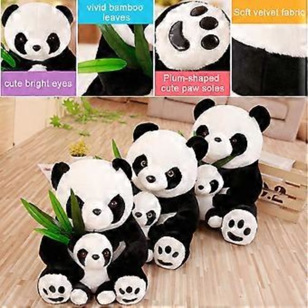 Panda Pehmolelut Söpöt Lasten Eläinnuket Bambu Panda Koti Toimisto Koristetarvikkeet (25cm äiti ja poika)