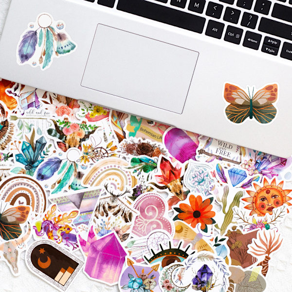 Boho Stickers, 50 stk. Søde Æstetiske Boho Vandfaste Stickers, Viny*