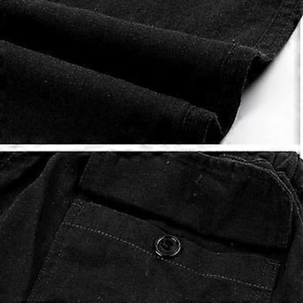 Herr Plus Size Raka Partybyxor Lösa Byxor Linnebyxor Elastisk Midja Mode Casual (S svart)