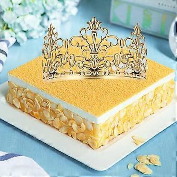 Kakedekorasjon Realistisk Rustsikker Metallkrone Kakedekorasjon Kongelig Tema Babyshower Dekorasjon for Hjemmet (L Gull)