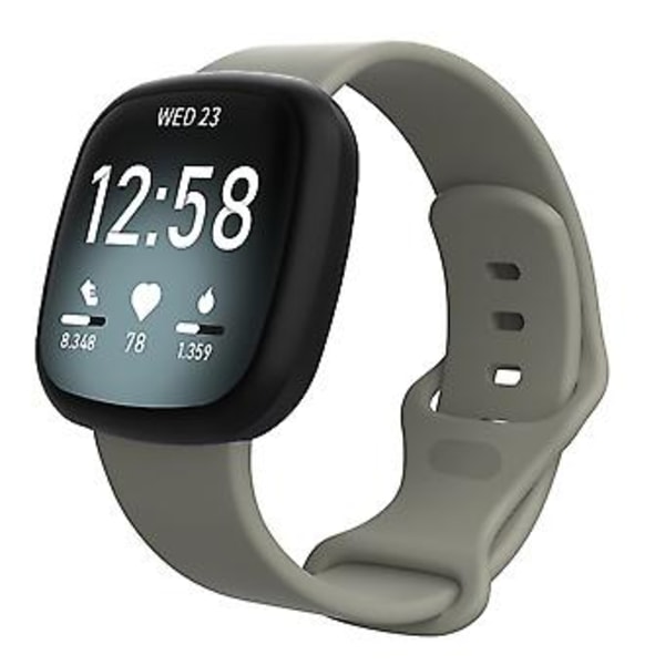 För Fitbit Versa 3 / Sense Silikonarmband Storlek: L (Grå)