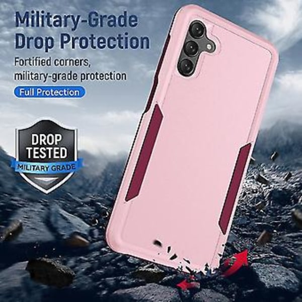 Samsung Galaxy A13 5g:lle Pioneer Armor - Kestävä Puhelin Kotelo (PC + TPU) (Vaaleanpunainen)