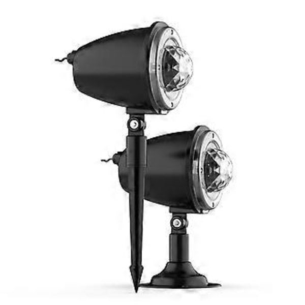 2-pack Dynamiskt Vattenmönster Snöflinga Projektorlampa Set Snygg Jul Dekorativ Projektionslampa för Trädgård